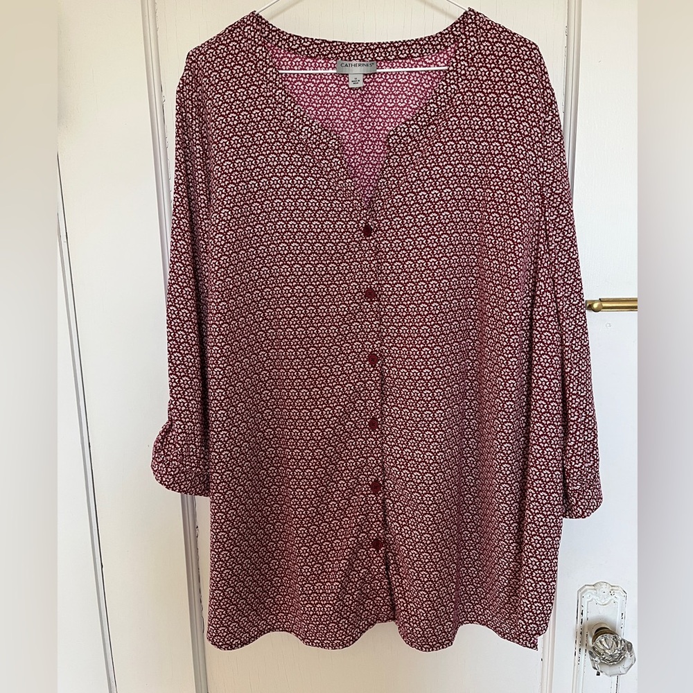 Red/white blouse by Catherines, 1X